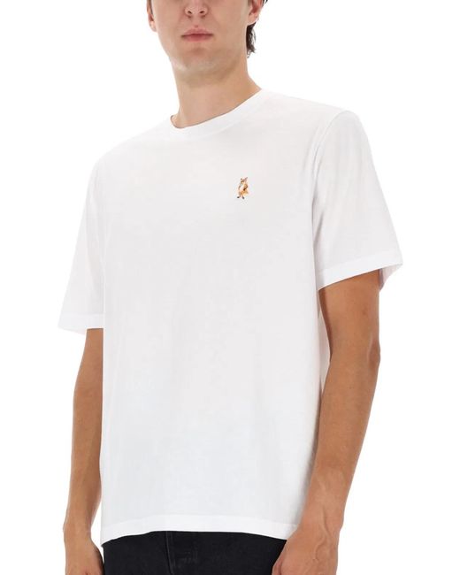 Maison Kitsuné White Maison Kitsuné "Standing Fox Comfort" T-Shirt for men