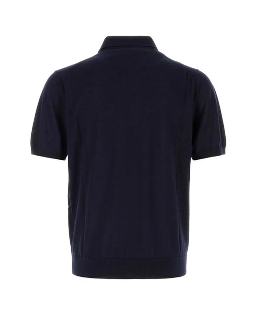 Prada Blue Wool Polo Shirt for men