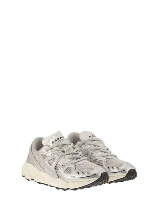 RUN OF White Leather And Fabric Trainers for men
