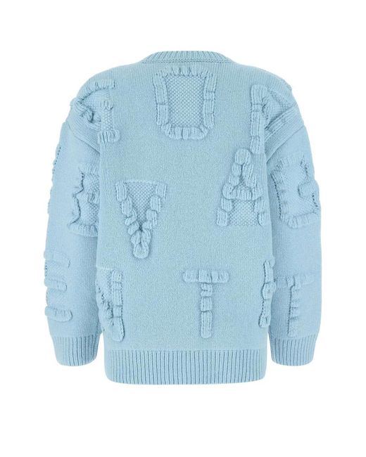 Bottega Veneta Blue Stretch Wool Blend Shetland Alphabet Oversize Sweater