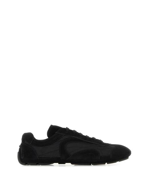 Prada Black Montecarlo Re-Edition 2025 Nylon And Suede Sneakers for men