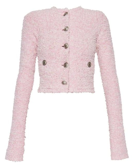 Balenciaga Pink Bouclé Cropped Jacket