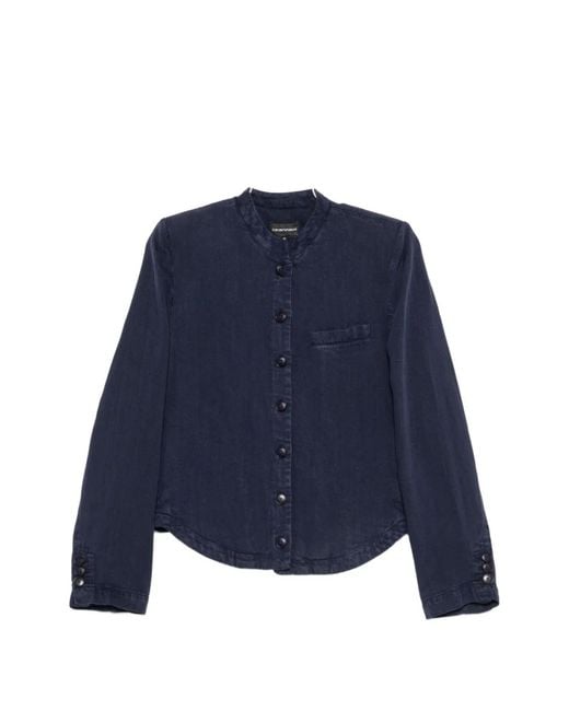 Emporio Armani Blue Lilac Lyocell Linen Jacket