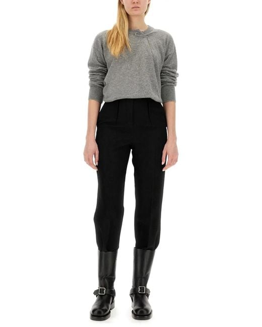 Burberry Gray Cashmere Sweater With Kilt Pin