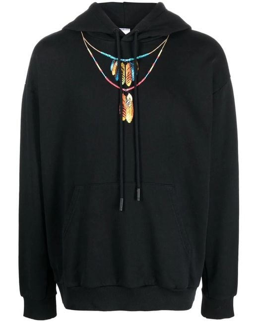 Marcelo Burlon Black Graphic-print Pullover Hoodie for men