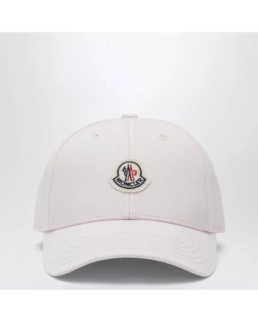 Moncler White Baseball Cap With Logo Patch
