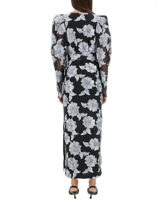 ROTATE BIRGER CHRISTENSEN Black Long Floral Dress