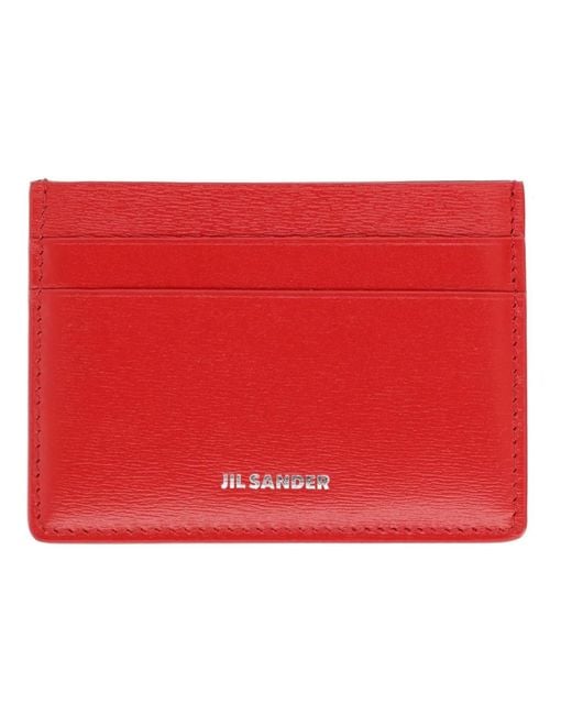 Jil Sander Red Leather Card Holder