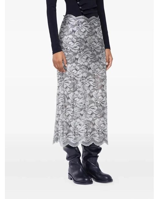 Rabanne Gray Long Lace Skirt