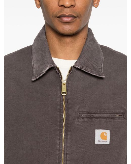 Carhartt Brown Detroit Logo-Patch Zip-Fastening Jacket for men