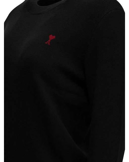 AMI Black "Ami De Coeur" Crew-Neck Sweater