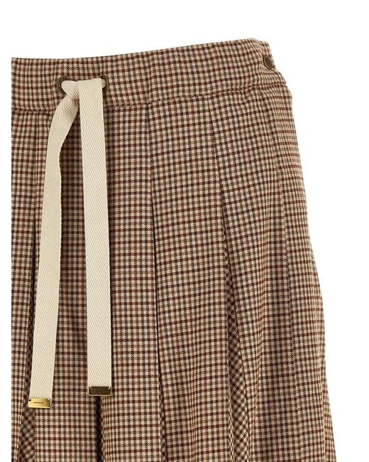 Moncler Brown Pleated Midi Skirt