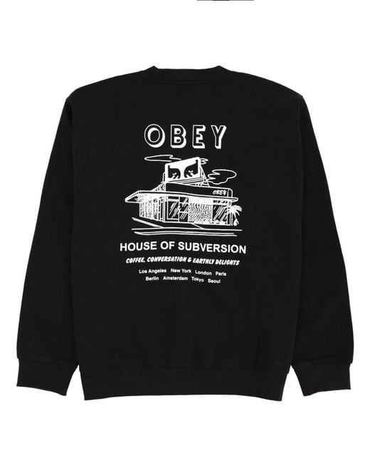 Obey Black "House Of Subversion" Sweatshirt for men