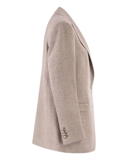 Tagliatore Brown Single-Breasted Herringbone Blazer