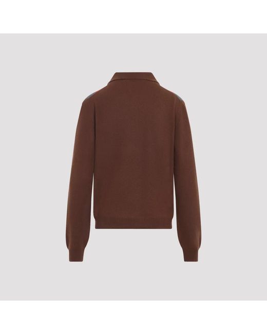 Prada Red Tabacco Ardesia Argyle Knit Polo Sweater