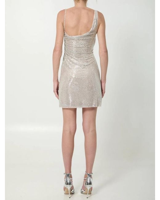 Self-Portrait Natural Self Portrait Rhinestone Draped Mini Dress