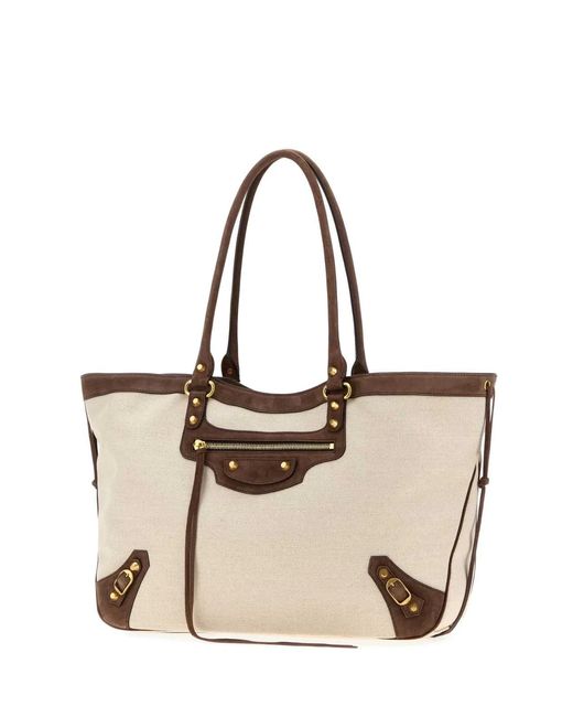 Balenciaga Natural Sand Canvas Le City Shopping Bag