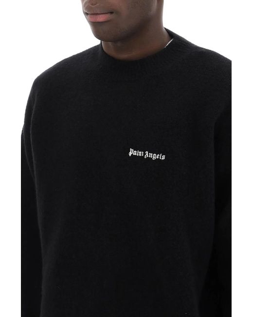 Palm Angels Black Basic Logo Sweater for men