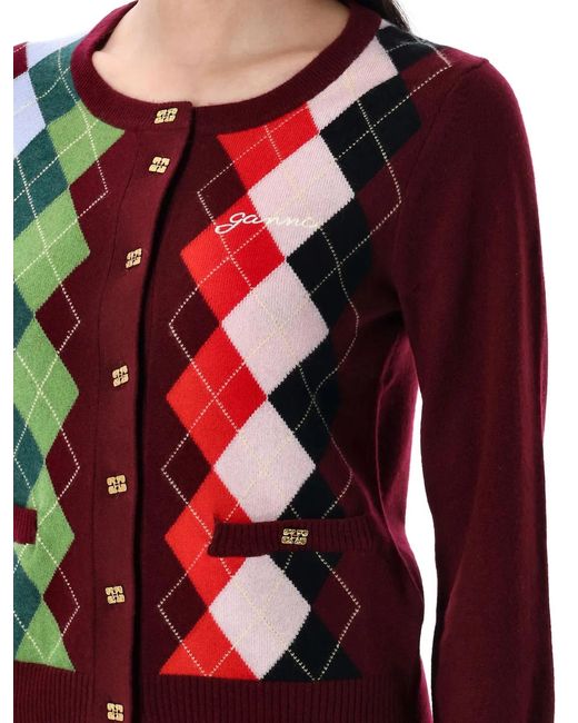 Ganni Red Wool And Cashmere Cardigan