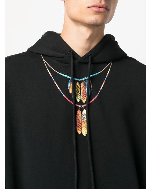 Marcelo Burlon Black Graphic-print Pullover Hoodie for men