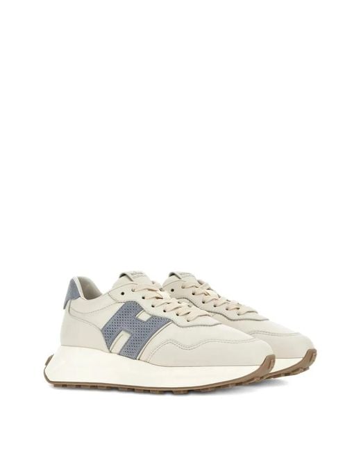 Hogan White H641 Smooth Leather Sneakers With Suede H
