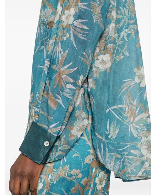 Forte_forte Blue Cotton And Silk Printed Shirt