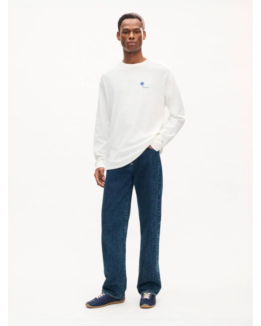 KENZO White Tulip Long-Sleeved Cotton T-Shirt for men