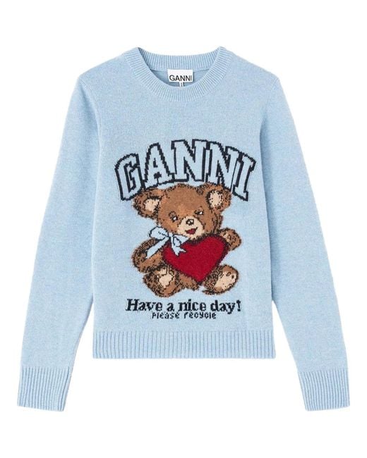Ganni Blue Wool Jersey