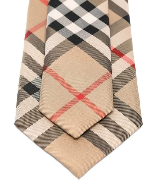 Burberry White Check Silk Tie for men
