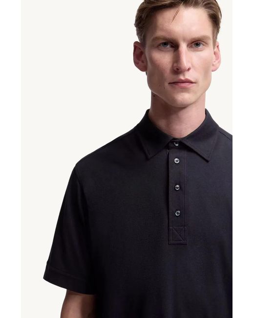 Moncler Blue Logo-Patch Polo Shirt for men