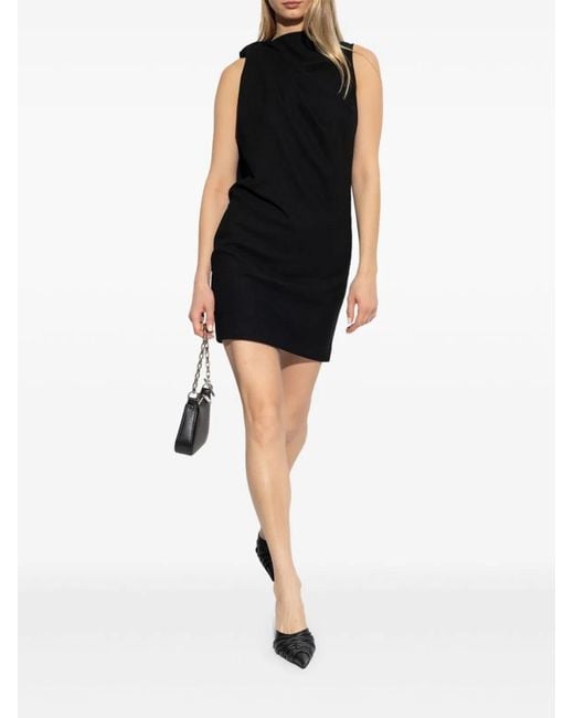 McQueen Black Elegant 100% Wool Dress