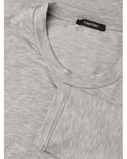 Tom Ford Gray Melange Cotton Tee for men