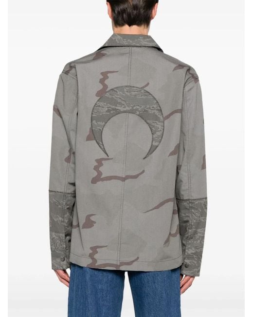 MARINE SERRE Gray Camouflage Print Overshirt for men