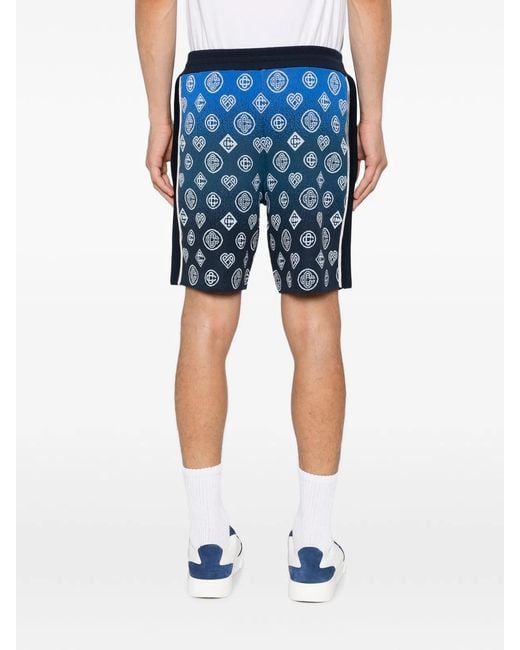 Casablanca Blue Monogram-Pattern Gradient-Effect Shorts for men