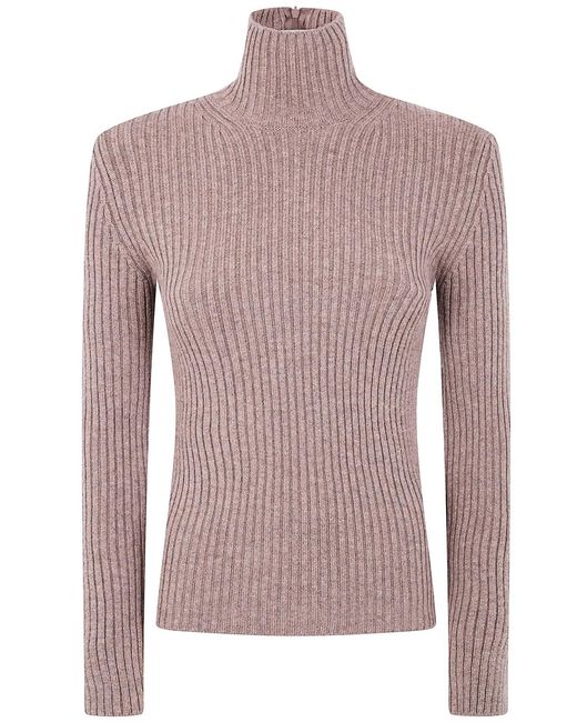 Max Mara Brown Wool Cashmere Turtle Neck