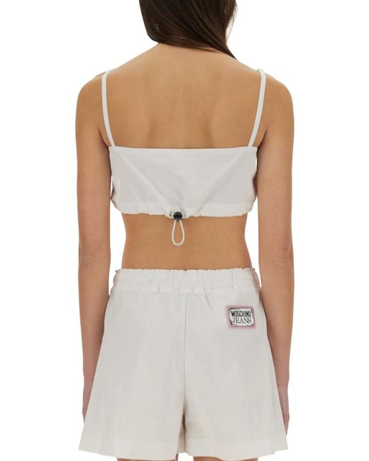 Moschino White Cotton Bandeau Top