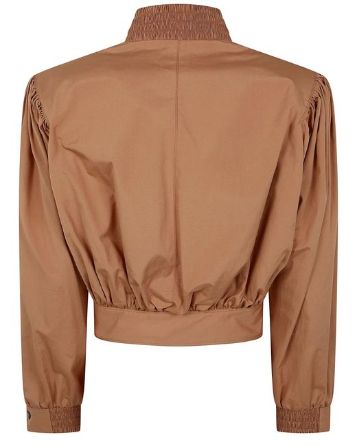 Chloé Brown Belted Puff-Sleeve Jacket