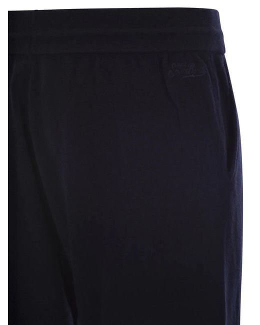 Mc2 Saint Barth Blue Merino Wool Knitted Trousers for men