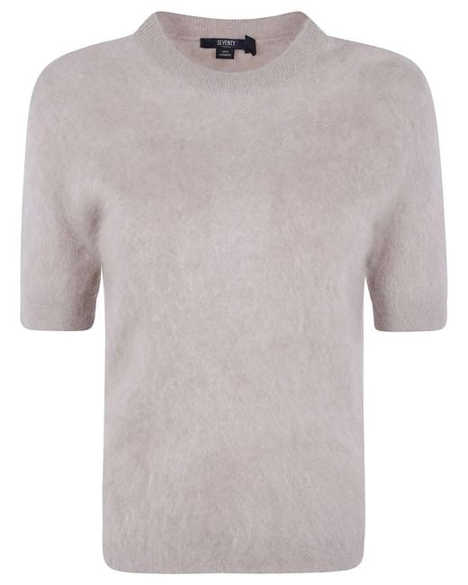 Seventy Gray Cashmere Short Sleeves Round Neck Sweater