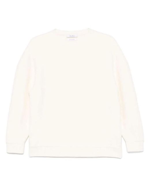 Max Mara White Wool Crewneck Sweater