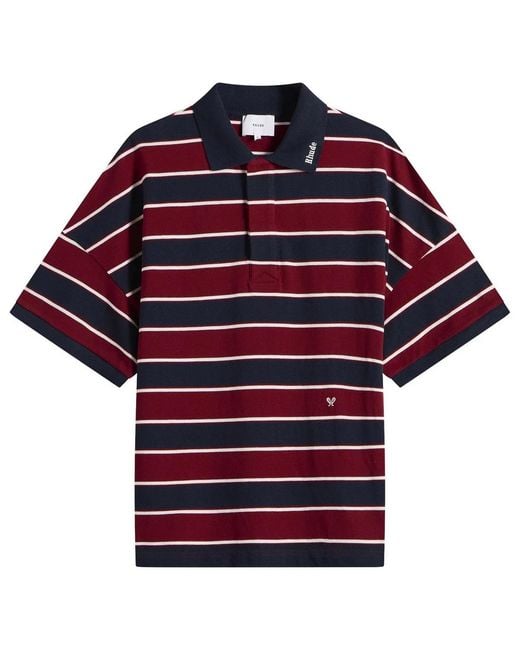 Rhude Red Fontaine Striped Ss Polo Shirt for men