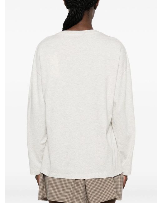 KENZO White Signature Logo-Embroidered Long-Sleeve T-Shirt
