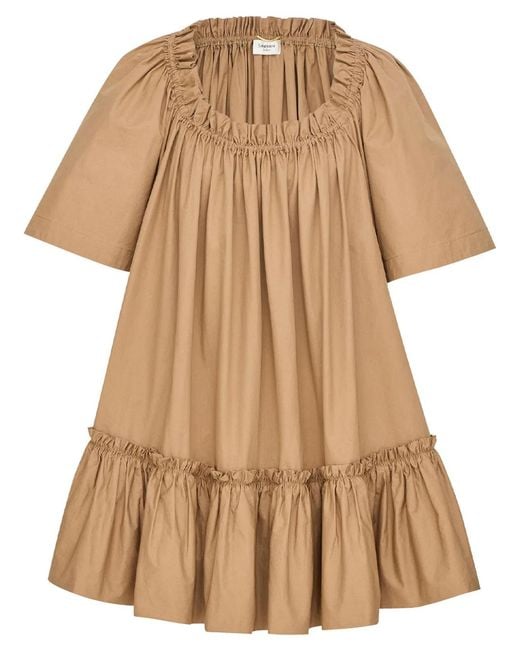 Saint Laurent Natural Ruffled Dress