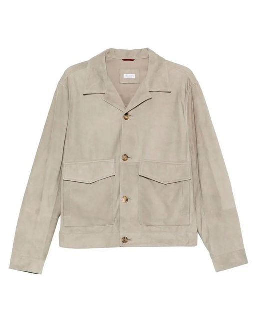 Brunello Cucinelli Natural Suede Jacket for men