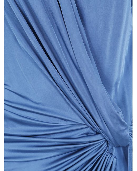 Balmain Blue Draped Midi Dress