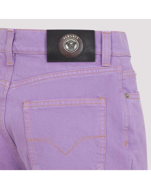 Versace Purple Lilac Arch Cotton Jeans