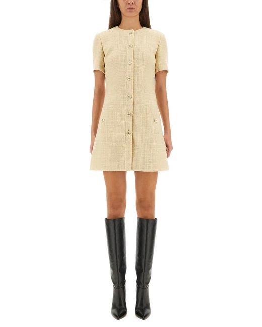 Gucci Natural Textured Wool Tweed Dress