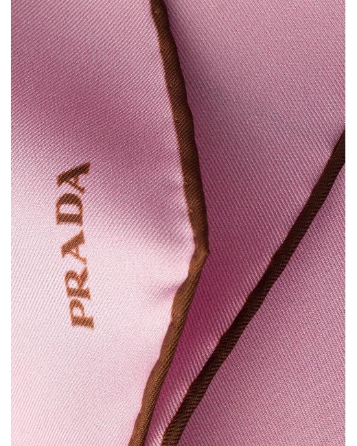 Prada Pink Printed Twill Scarf