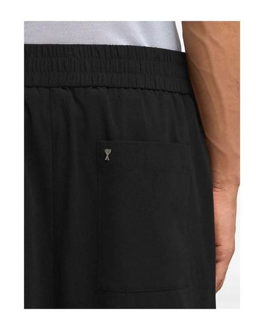 AMI Black Elasticated Waist Bermuda Shorts for men