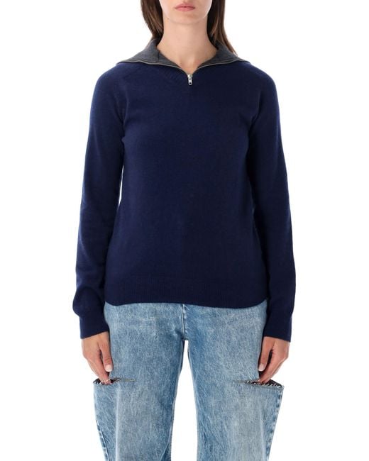 MM6 by Maison Margiela Blue Layered Collar Sweater